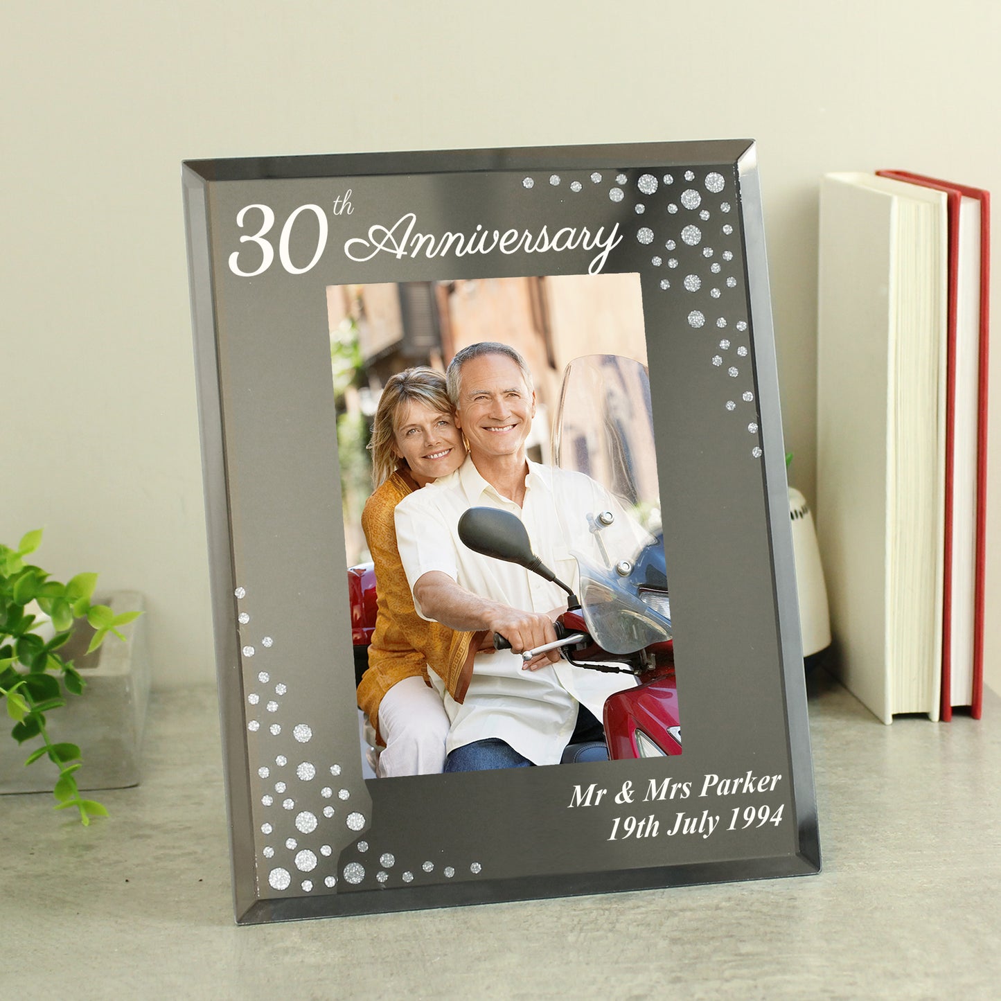 Personalised Anniversary 6x4 Diamante Glass Photo Frame