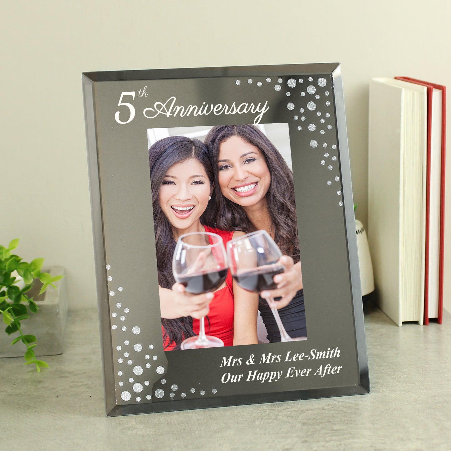 Personalised Anniversary 6x4 Diamante Glass Photo Frame