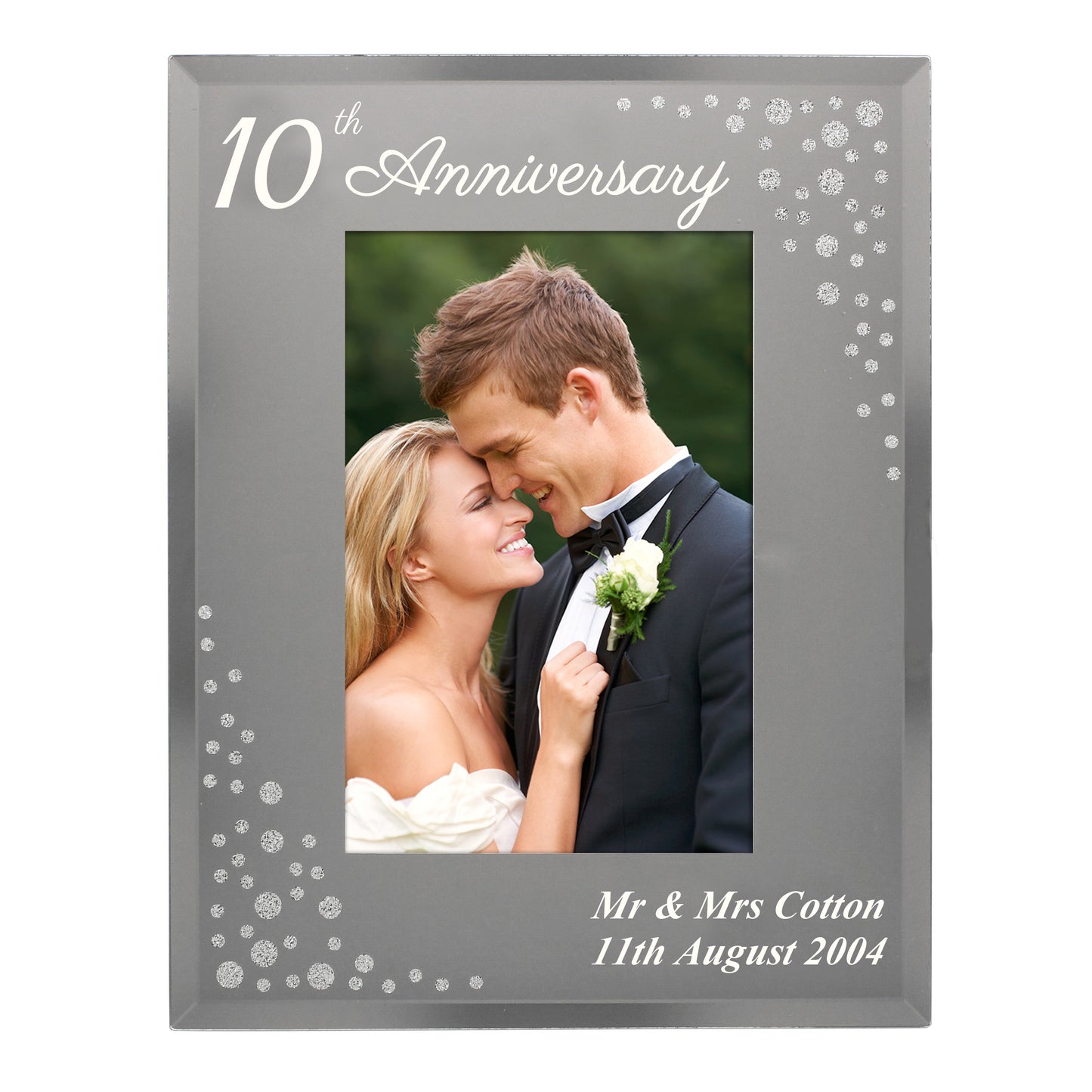 Personalised Anniversary 6x4 Diamante Glass Photo Frame