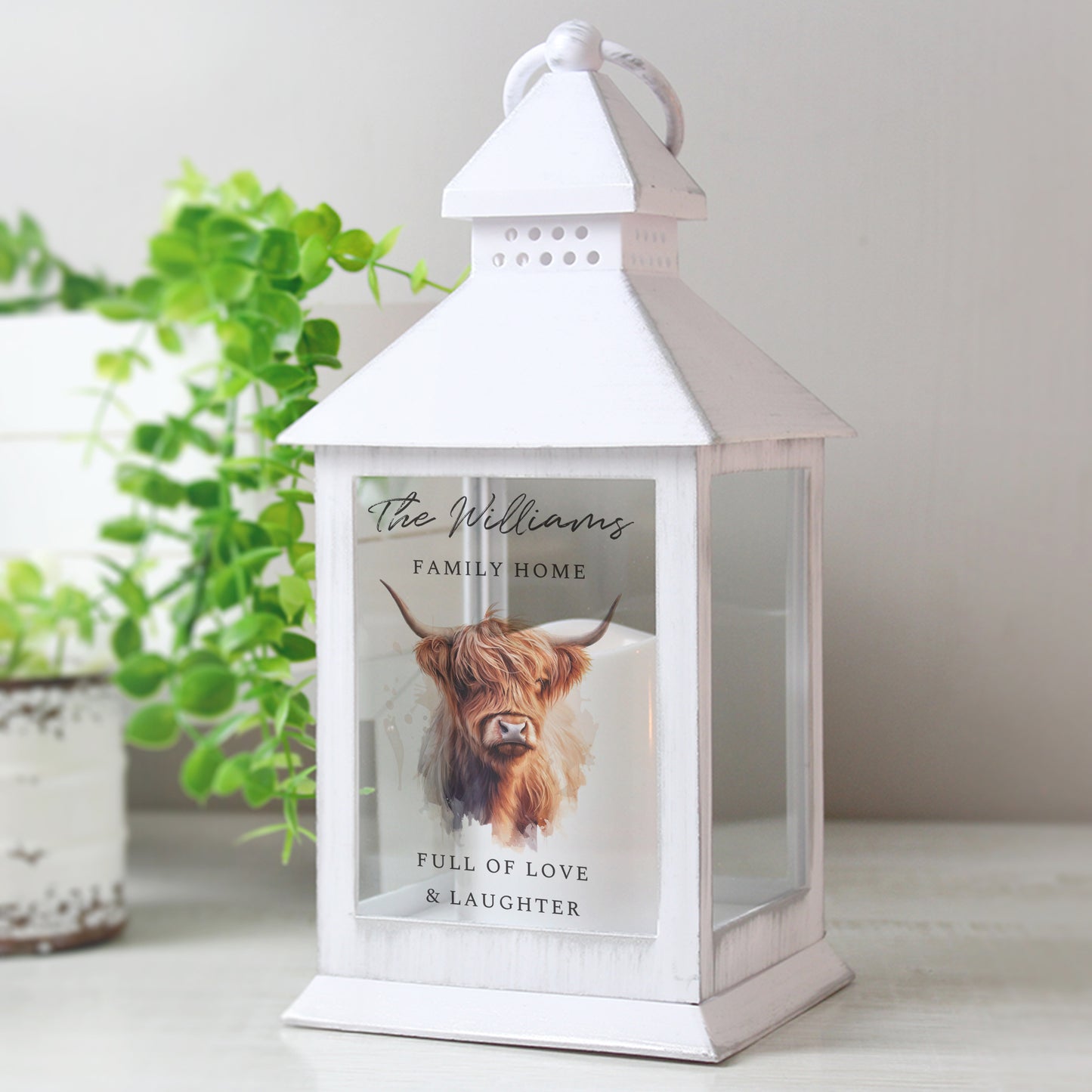 Personalised Highland Cow LED Lantern