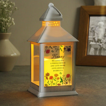 Personalised Wild Flowers LED Lantern