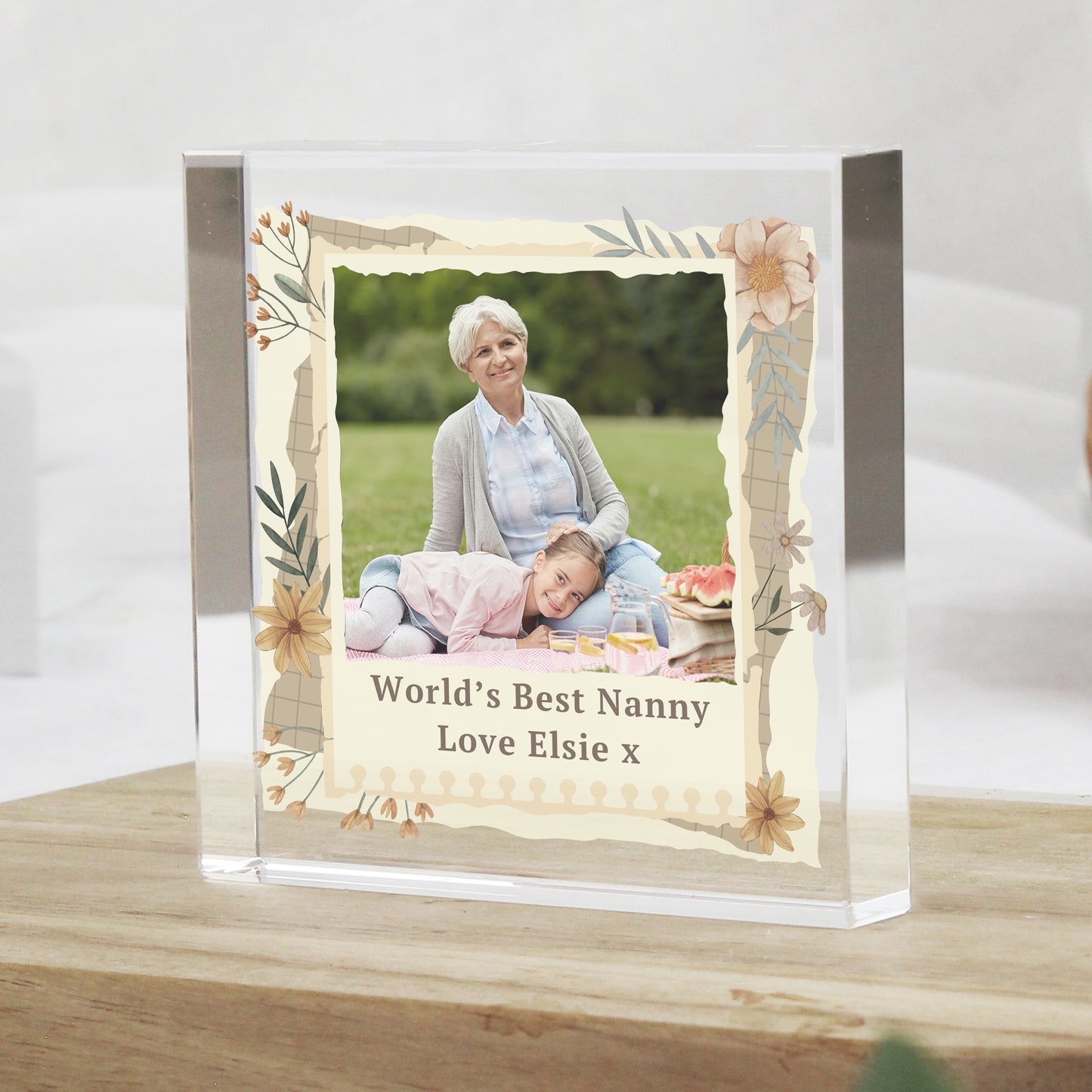 Personalised Wild Flowers Photo Upload Small Crystal Token