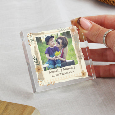 Personalised Wild Flowers Photo Upload Small Crystal Token