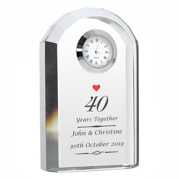 Personalised Ruby Anniversary Crystal Clock