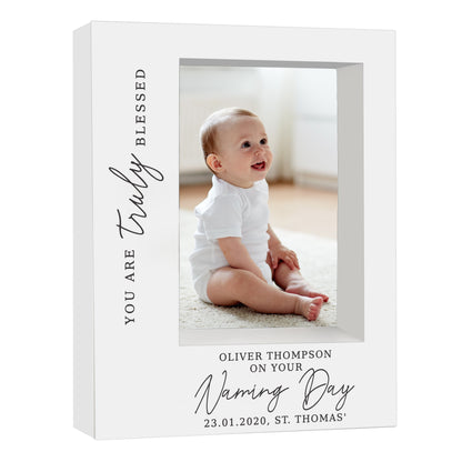 Personalised 'Truly Blessed' Naming Day 5x7 Box Photo Frame