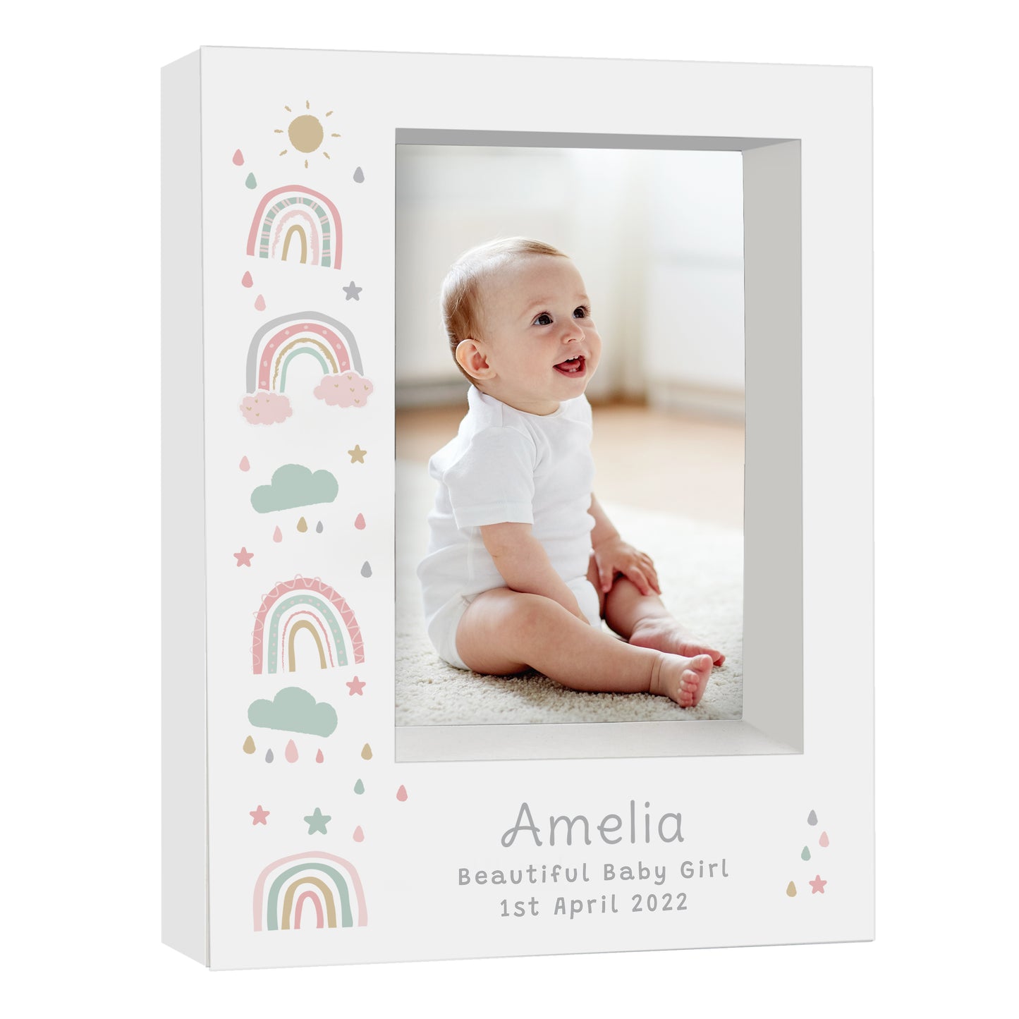 Personalised Rainbow 5x7 Box Photo Frame