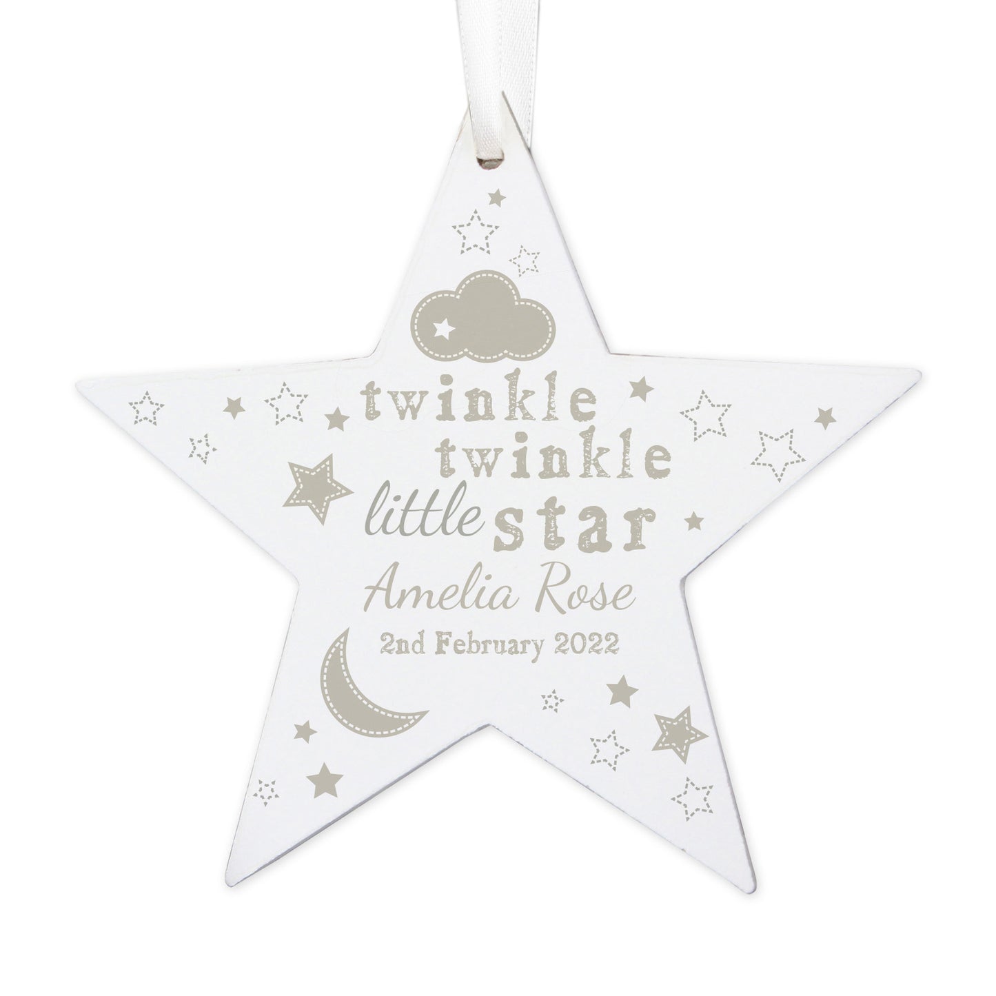 Personalised Twinkle Twinkle Wooden Star Decoration