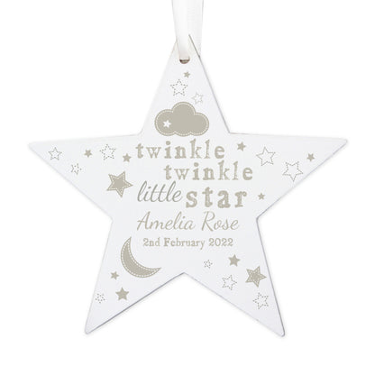 Personalised Twinkle Twinkle Wooden Star Decoration