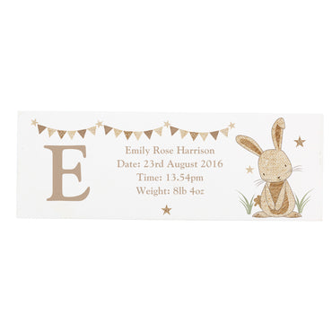 Personalised Hessian Rabbit Wooden Mantel Decoration