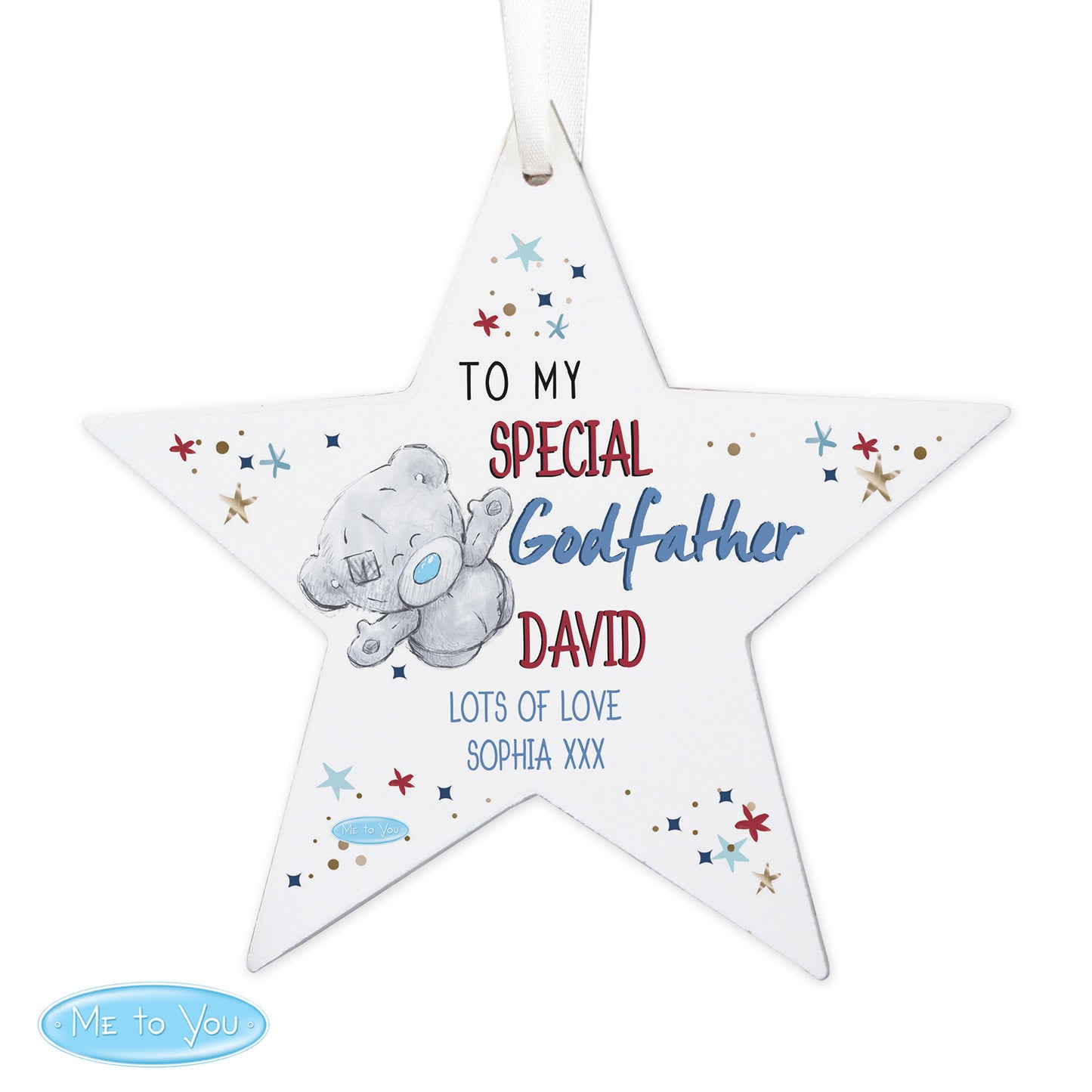 Personalised Me to You Godfather Wooden Star Decoration