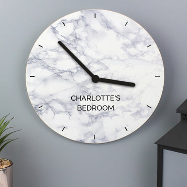 Personalised Marble Effect Wooden Clock