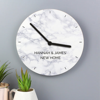 Personalised Marble Effect Wooden Clock