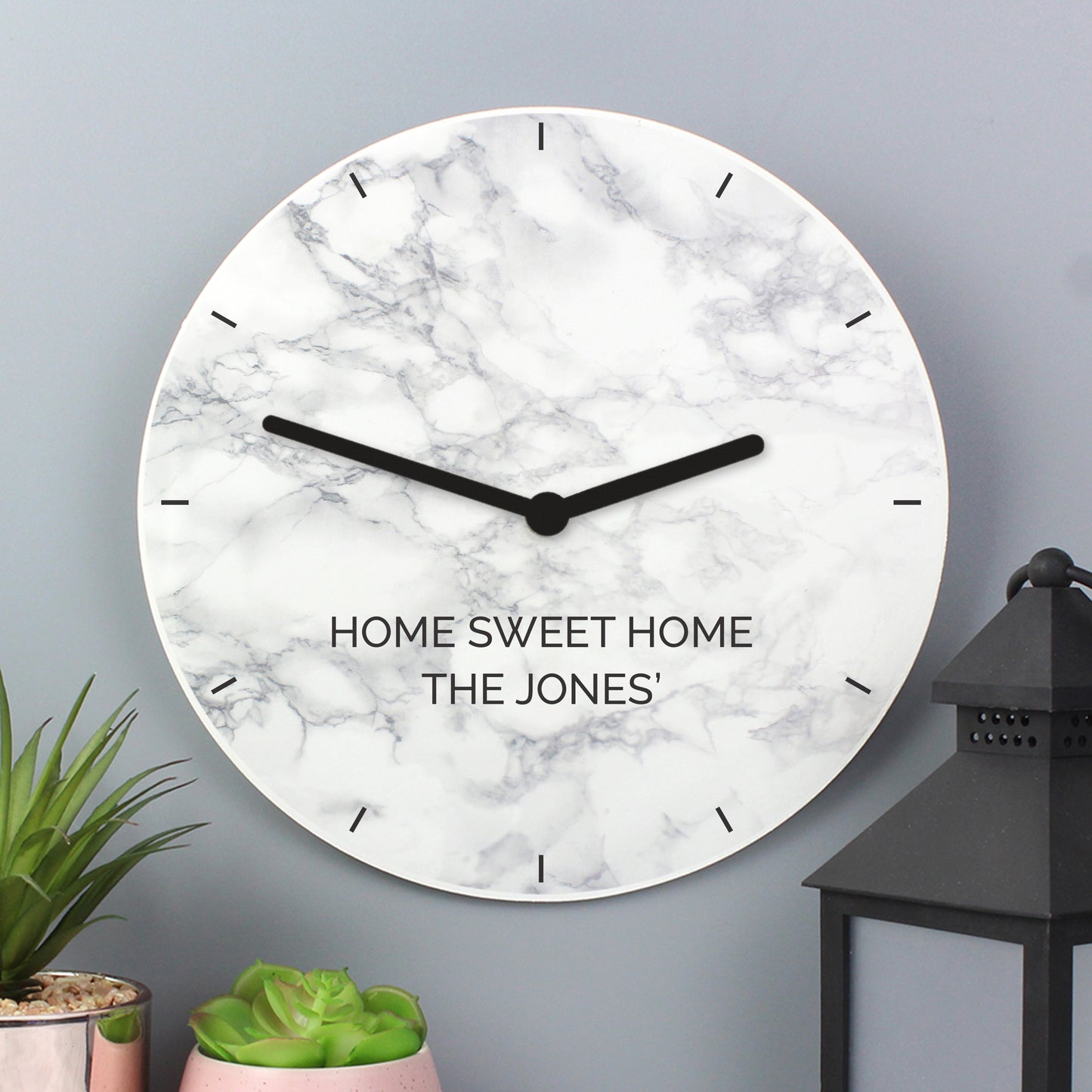 Personalised Marble Effect Wooden Clock