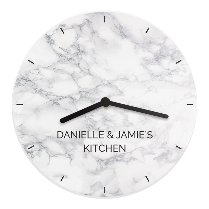 Personalised Marble Effect Wooden Clock