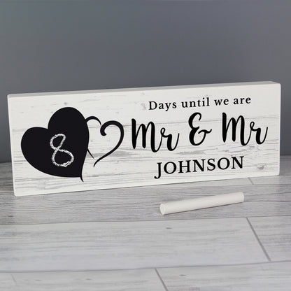 Personalised Rustic Chalk Countdown Wooden Mantel Decoration