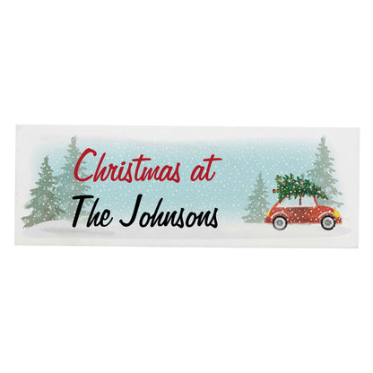 Personalised Driving Home For Christmas Wooden Mantel Decoration