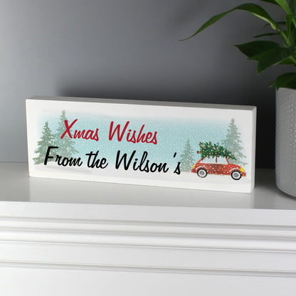 Personalised Driving Home For Christmas Wooden Mantel Decoration