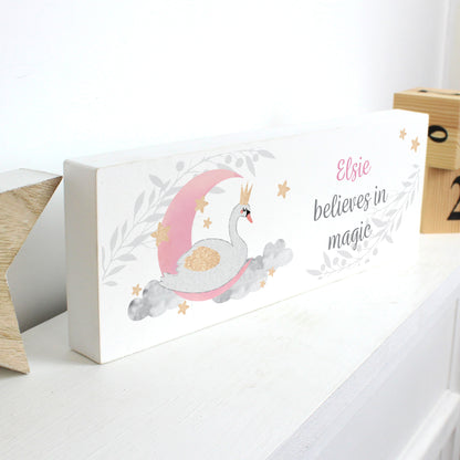 Personalised Swan Lake Wooden Mantel Decoration