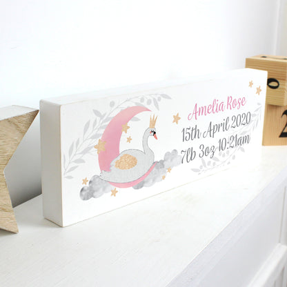 Personalised Swan Lake Wooden Mantel Decoration