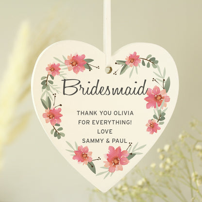 Personalised Floral Sentimental Wooden Heart Decoration