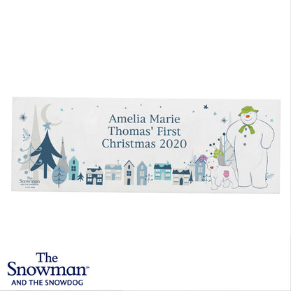 Personalised The Snowman and the Snowdog Wooden Mantel Decoration