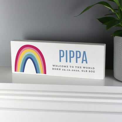 Personalised Rainbow Wooden Mantel Decoration