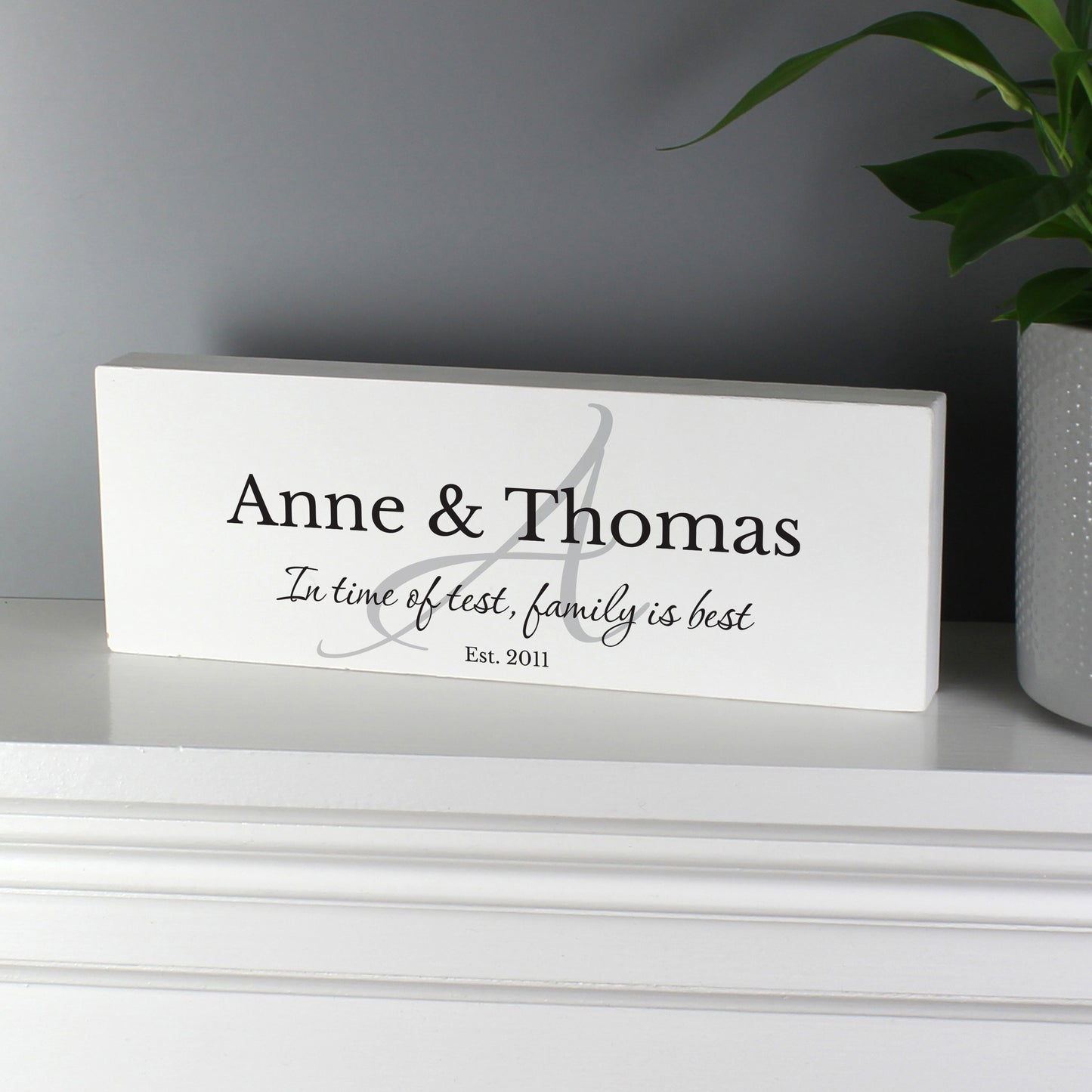 Personalised Family Wooden Mantel Decoration