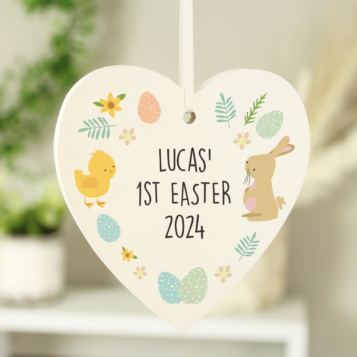 Personalised First Easter Heart Tree Decoration