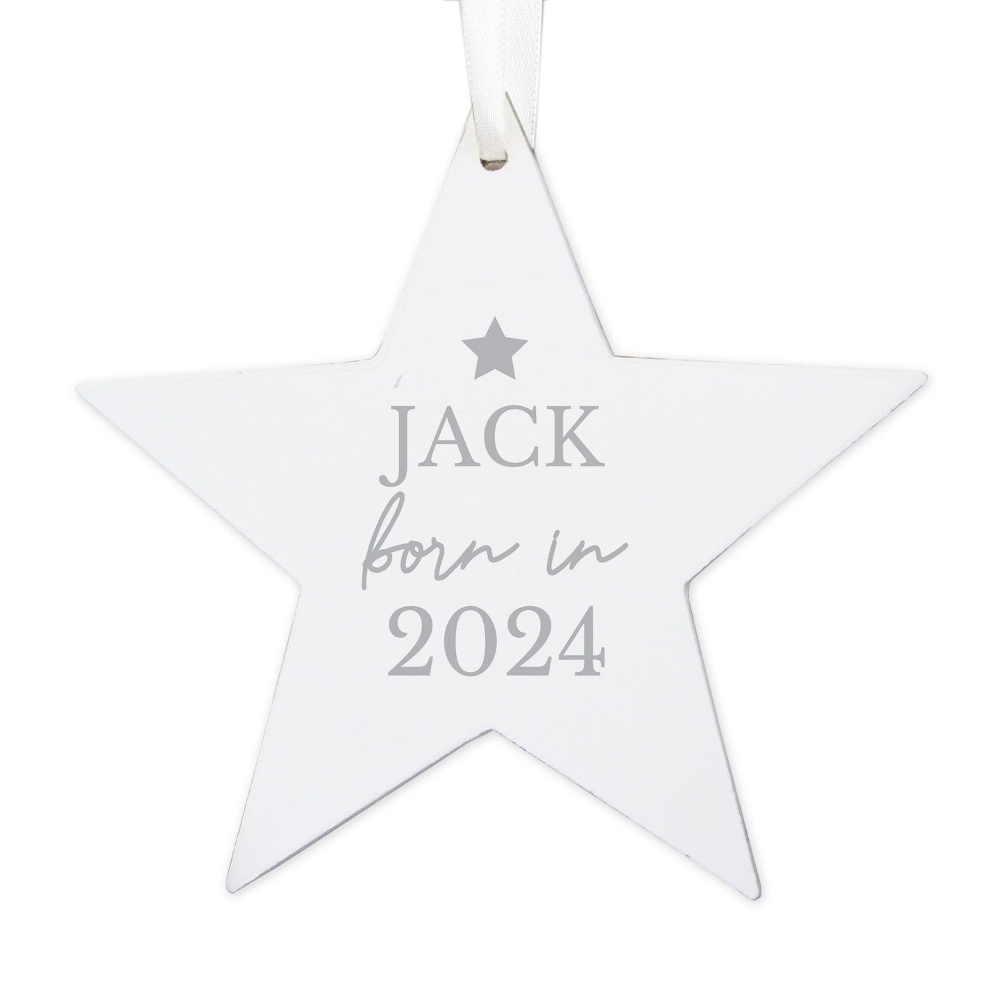 Personalised Born In Wooden Star Decoration