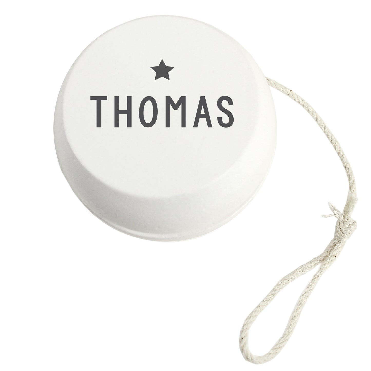 Personalised Grey Star White Wooden Yoyo