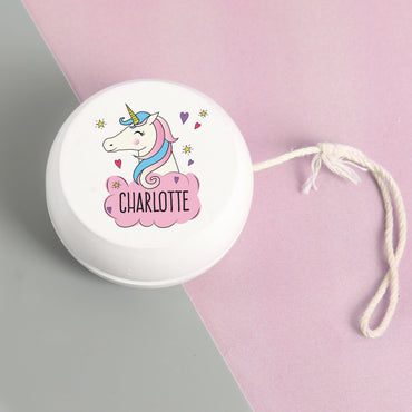 Personalised Unicorn White Wooden Yoyo