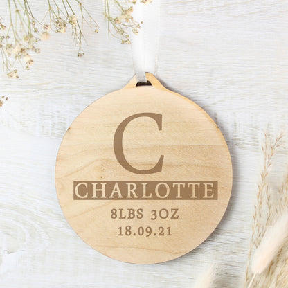 Personalised Initial Round Wooden Decoration