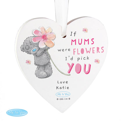 Personalised Me To You If... Were Flowers Wooden Heart Decoration