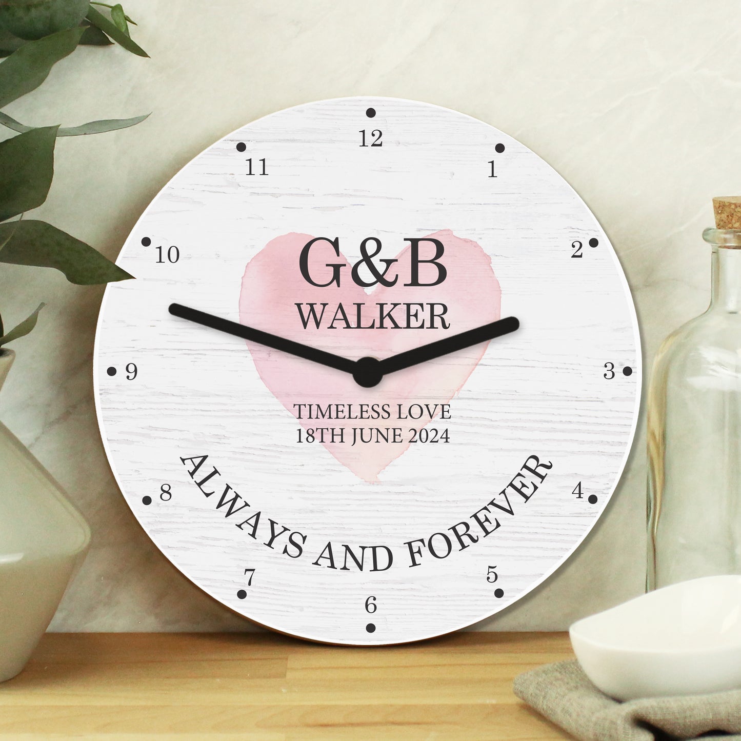 Personalised Couples Wooden Clock