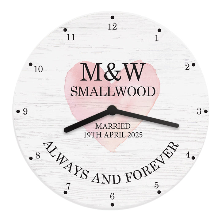 Personalised Couples Wooden Clock