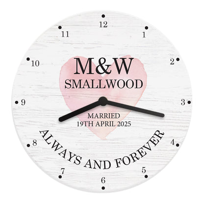 Personalised Couples Wooden Clock