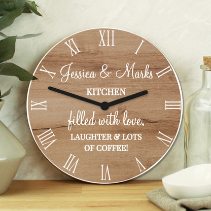 Personalised Free Text Wood Effect Clock