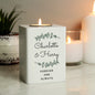 Personalised Botanical White Wooden Tea light Holder