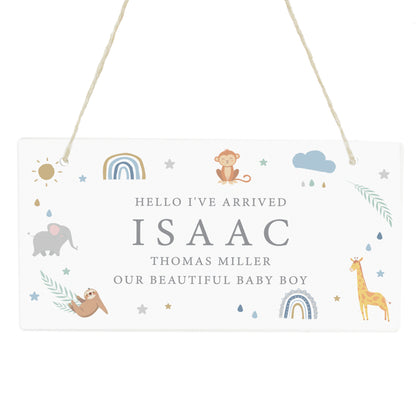 Personalised Safari Animals Wooden Sign