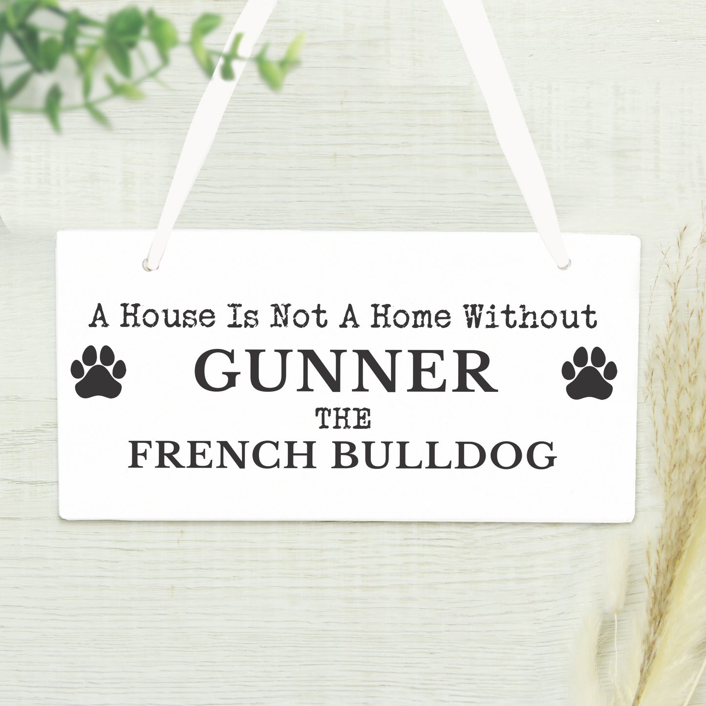 Personalised Paw Print Dog Breed Wooden Sign