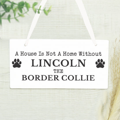 Personalised Paw Print Dog Breed Wooden Sign