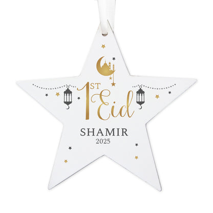 Personalised 1st Eid Wooden Star Decoration