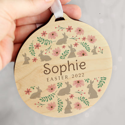 Personalised Floral Easter Tree Wooden Decoration