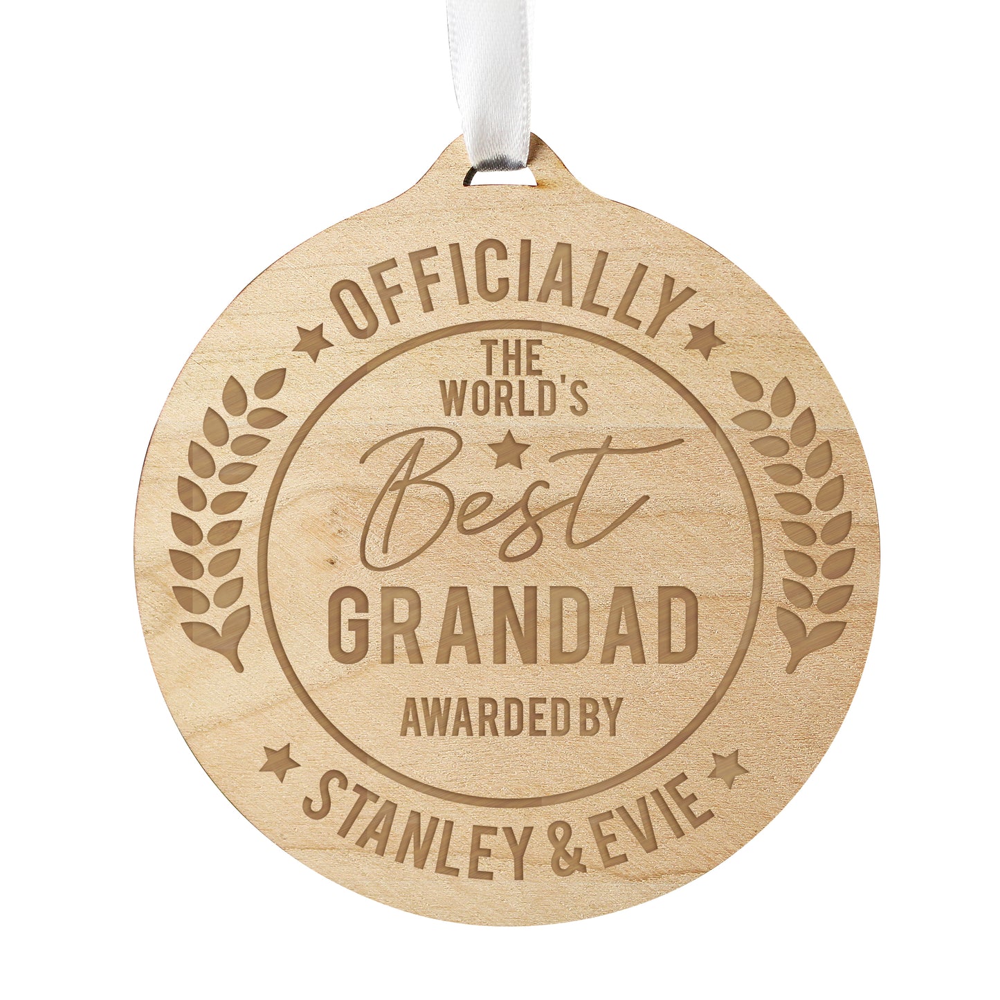 Personalised Officially The Best Round Wooden Medal