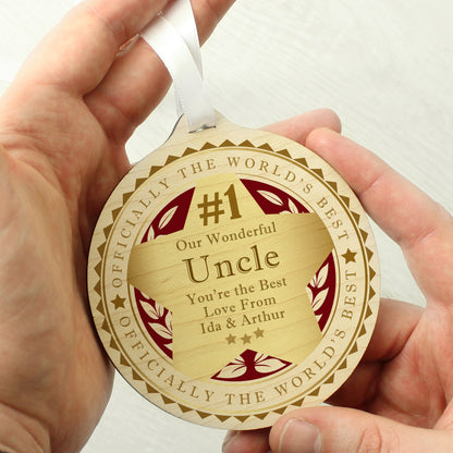 Personalised Number 1 Round Wooden Medal