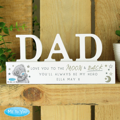 Personalised Me To You Moon and Back Wooden Dad Ornament