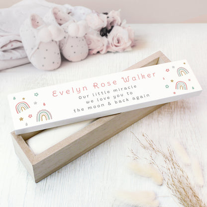 Personalised Rainbow Wooden Birth Certificate Holder