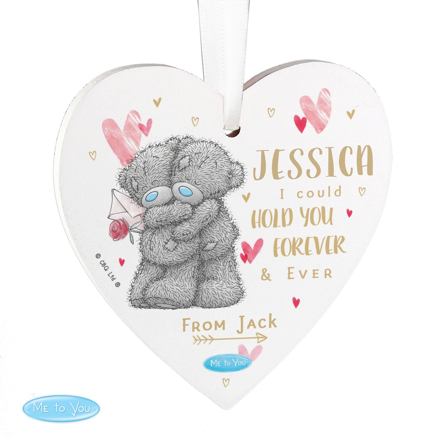 Personalised Me To You Hold You Forever Wooden Heart Decoration