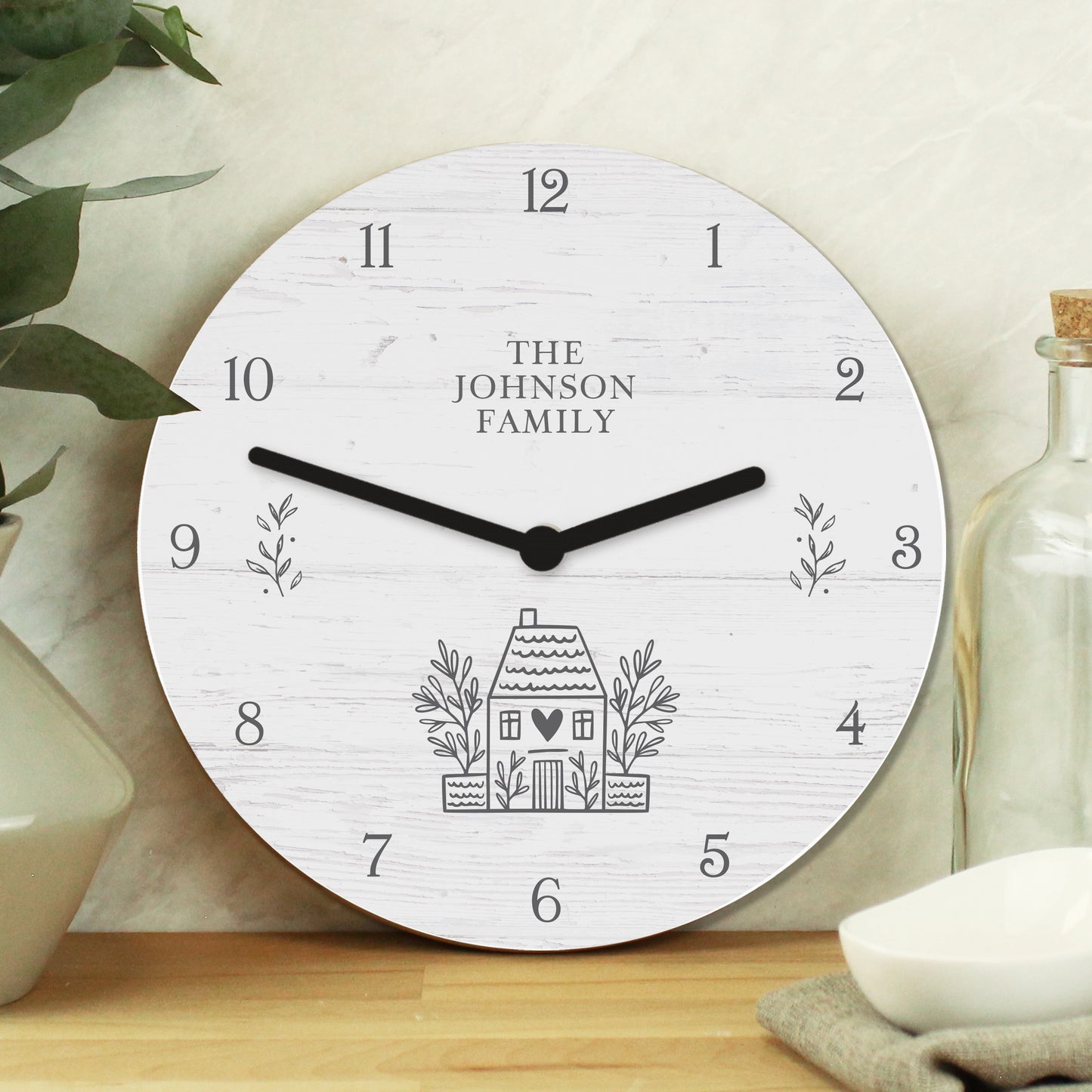 Personalised HOME Shabby Chic Wooden Clock