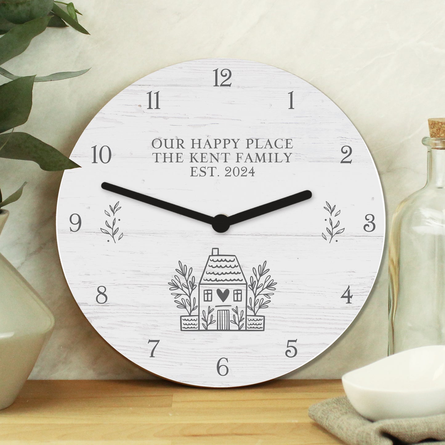 Personalised HOME Shabby Chic Wooden Clock